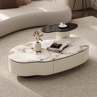 意式微晶石哈伯茶几客厅2025新款家用现代简约小户型异形创意茶桌
