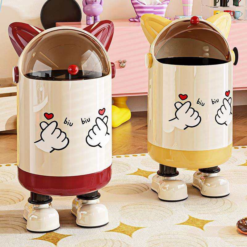 垃圾桶家用2025新款可爱创意高颜值客厅带盖密封厕所纸篓轻奢高档