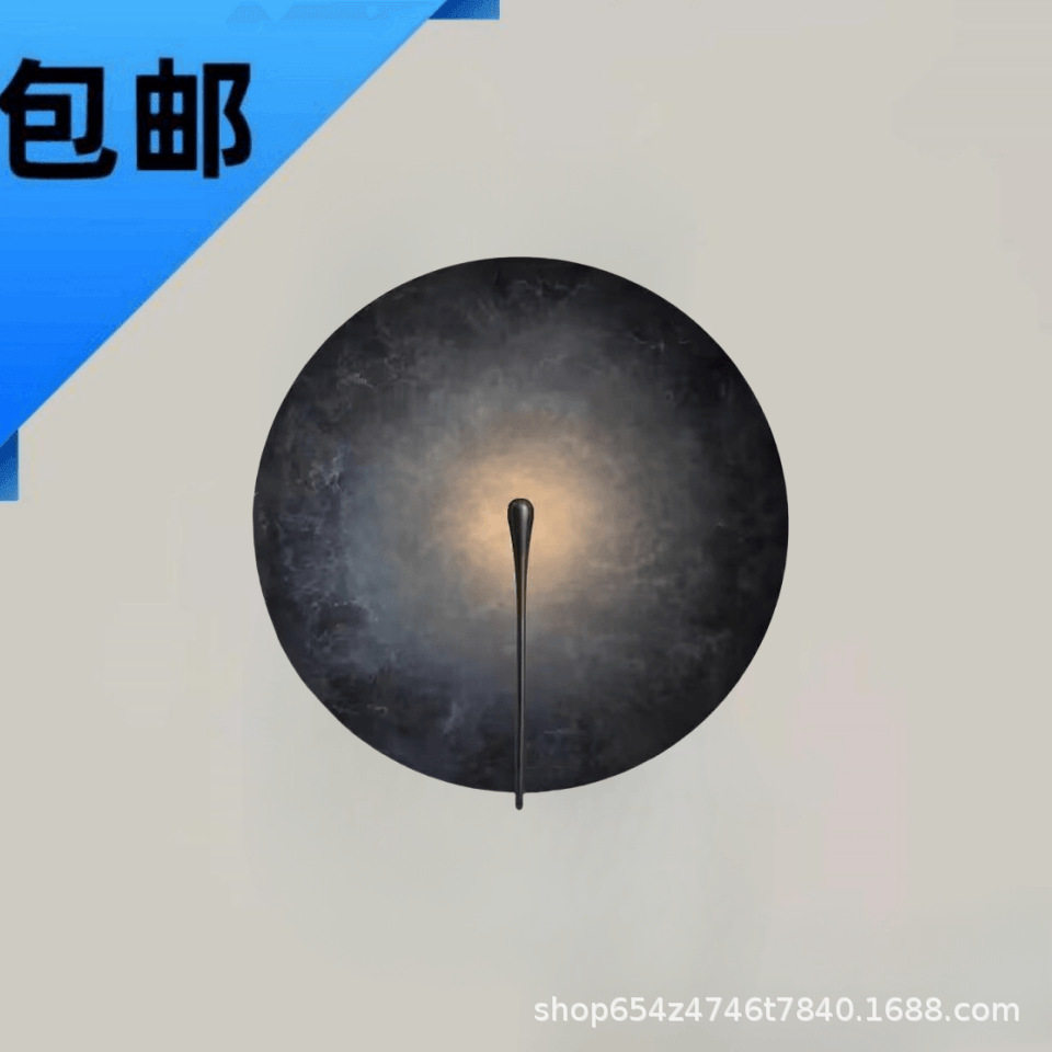 设计师艺术现代简约做旧款圆形不锈钢客厅壁灯个性创意书房装饰灯