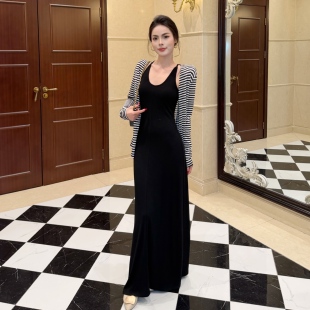 仲夏绵绵冰波点连衣裙女韩系气质收腰晕染长裙子