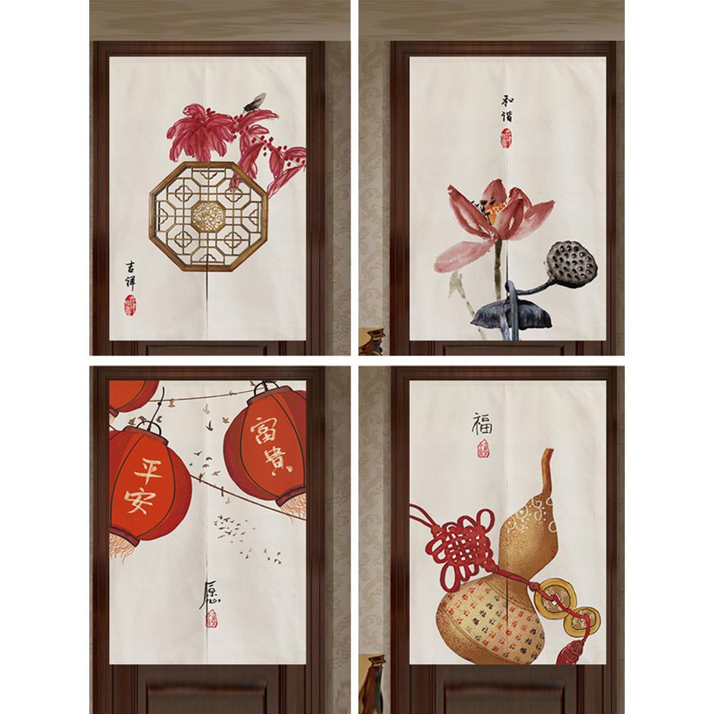 中式厕所入户门帘家用免打孔对门化解隔断帘半帘厨房挂帘遮挡帘子