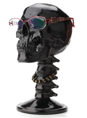哥特式黑风格骷髅背脊摆件眼镜架 朋克摇滚鬼头玄关桌面装饰摆设