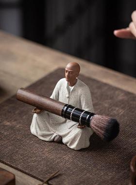 中式紫砂小和尚摆件禅意家居佛系小沙弥办公室桌面陶瓷装饰品摆设