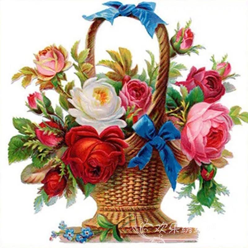 印刷十字绣2025新线刺绣客厅和餐厅花篮系列手工小钻石贴纸满钻石