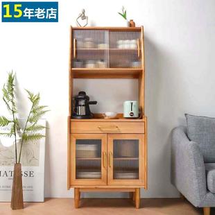 原木储物柜客厅家用收纳柜高柜酒柜咖啡机柜展示柜 实木餐边柜日式