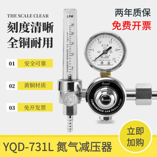 7流1L氮气减压器压力表流量调节器N2精密阀实验 氮气减压量计YQD