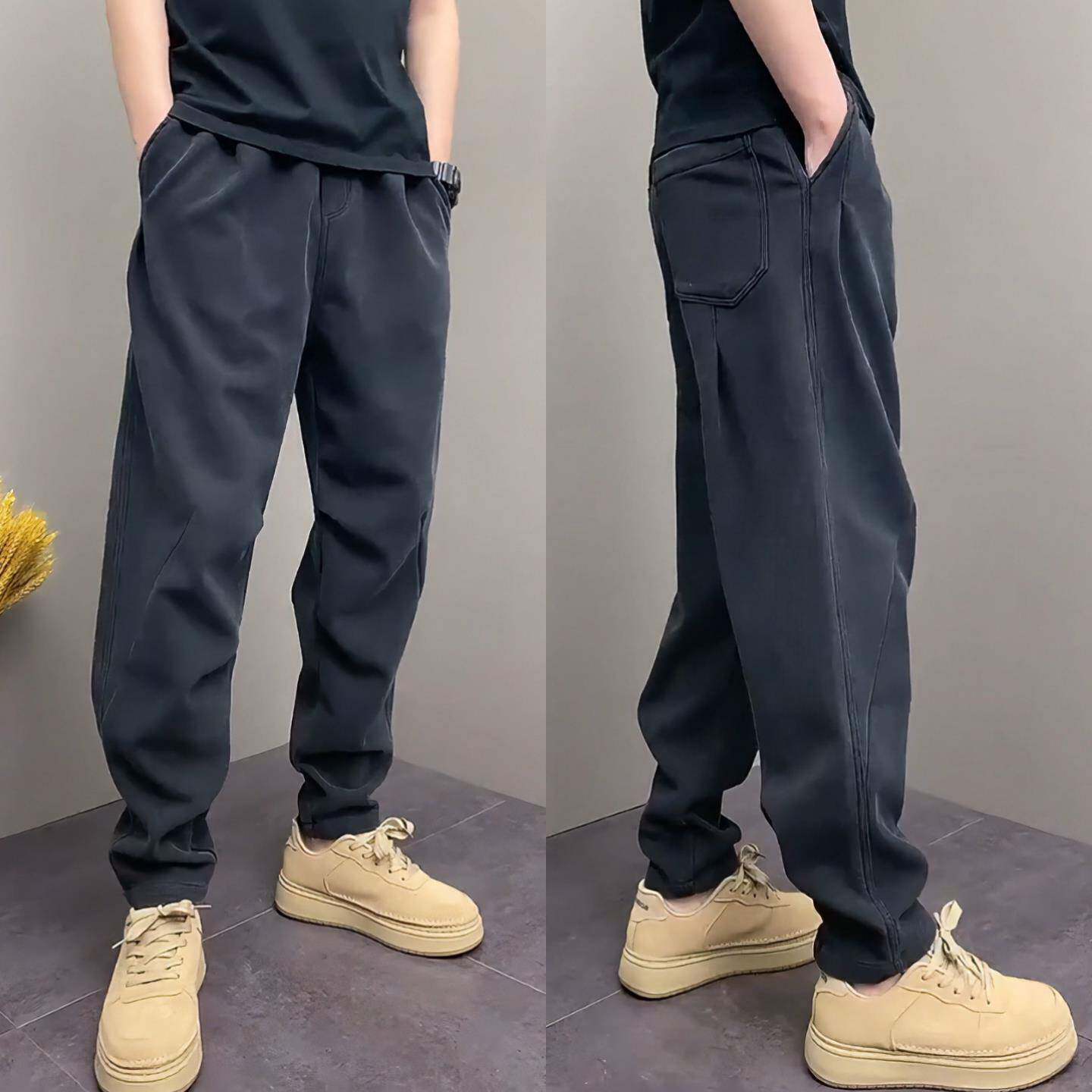 韩版休闲裤男百搭松紧腰哈伦裤帅气束脚裤黑色长裤秋季新款时尚潮
