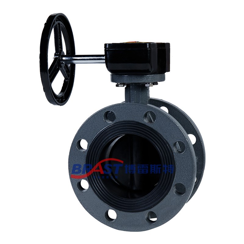 H涡轮法兰蝶阀D341J-10/16C铸钢阀体衬胶阀板乙W丙阀座铁涡轮头