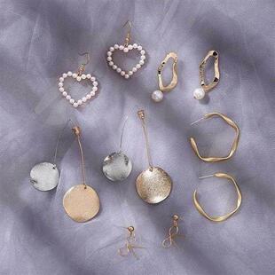 极速短发耳环新款l潮套盒盒装组合流苏一周流行长版清新感甜美气