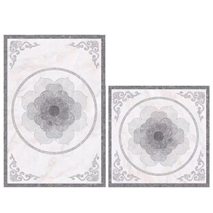 极速T中式灰色莲l花地砖拼花客厅走道入户玄关瓷砖抛晶砖地板仿水