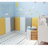 极速儿童房榻榻j米墙贴床头板软包墙围背景3D立体宝宝防撞靠背墙