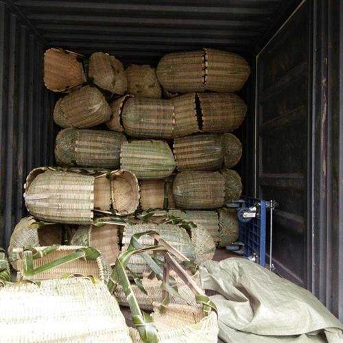 极速2只 竹粪箕 竹编织s簸箕漏筛竹篮挑东西工地挑泥土挑砖挑沙挑