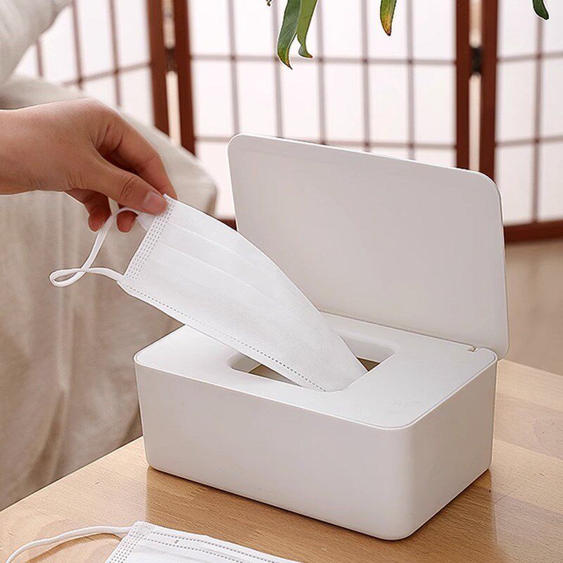 新品湿巾收纳盒家用厨房客厅桌面茶几带盖口罩湿纸巾W专用卫生纸