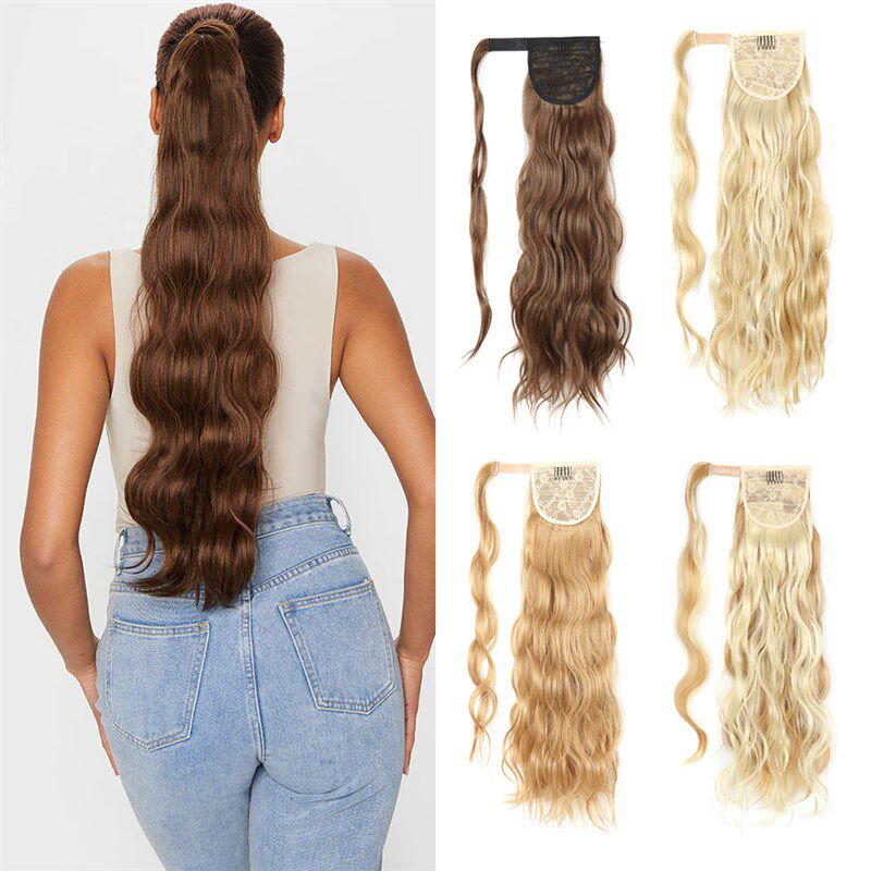 极速Long Hollywood Wavy Wrap tails Clip-inM Around Long tail