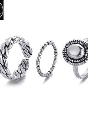 极速Vintage Metal Knuckle Ring Set Simple Chain OTpen joint