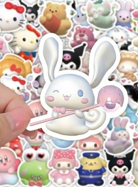 极速10a0pcs 3D Stereoscopic Sanrio Anime Stickers Cute Phone
