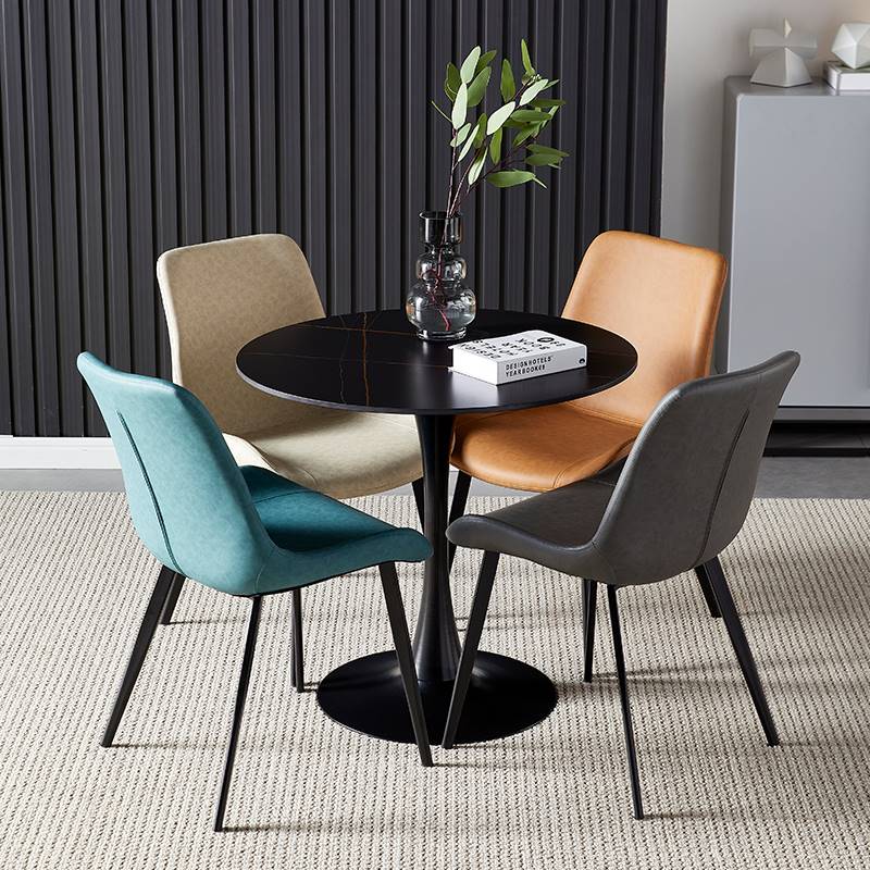 极速岩板圆桌接待洽谈桌t椅组合家用饭桌洽谈桌小圆桌子咖啡桌一