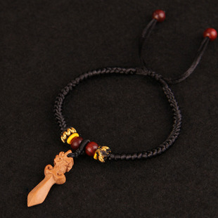 极速小桃木剑手錬手串成人随身携带婴F儿挂件脚链斧子宝宝儿童小