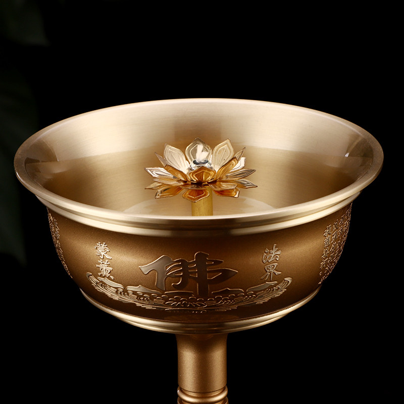 极速黄铜心经铜碗油n灯家用供佛液体酥油灯佛前长明灯大号油灯食