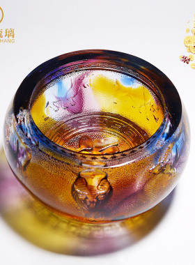 极速生肖牛c琉璃聚宝盆摆件客厅招财装饰品店铺开业礼品创意实用