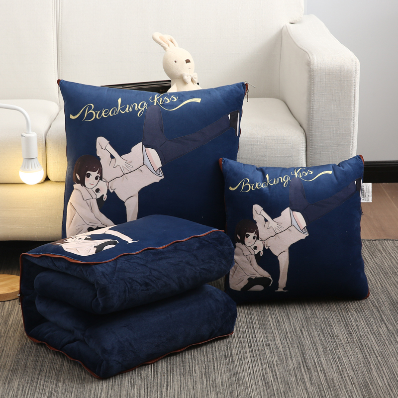 极速2023加厚车载抱枕被子x两用办公室午睡汽车枕头空调毯子二合