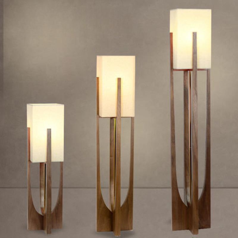 古风黑胡桃红橡落地灯客厅新中式复古设计师实木台灯