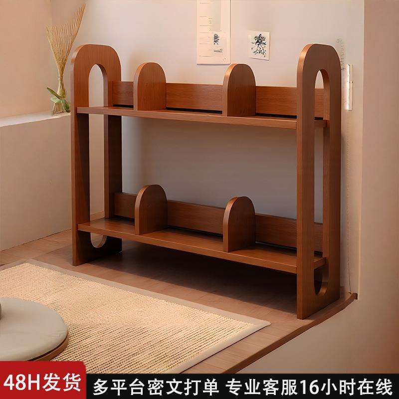 实木桌面书架桌上立式置物架办公室多层书立架简易家用飘窗小书柜