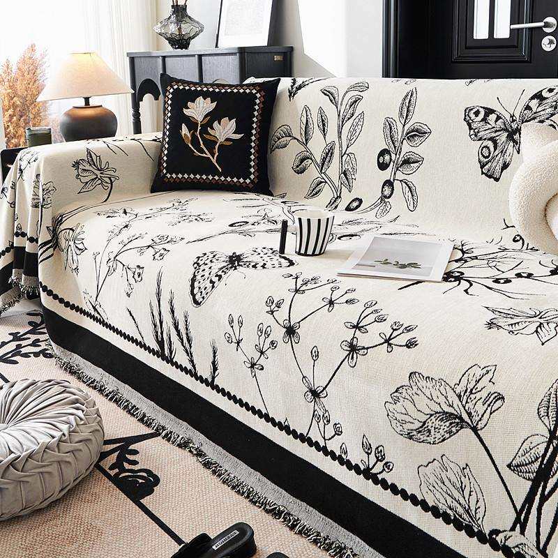 北欧美式沙发巾盖布全盖轻奢高级感雪尼尔沙发垫四季通用沙发套罩