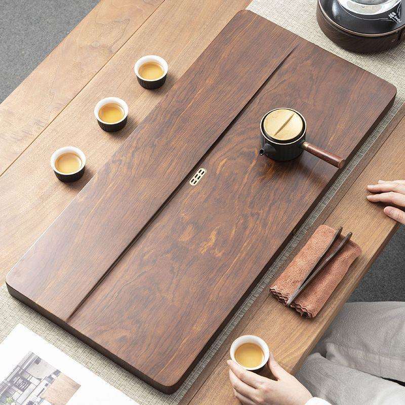 整块实木茶盘家用茶具办公室简易茶台花梨中式大茶海蓄排水电茶盘