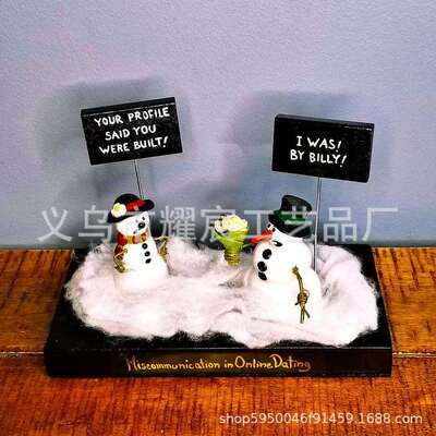 跨境新品在线约会双关语沟通不畅独特雕塑场景小雕像树脂工艺品