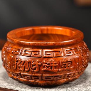 实木聚宝盆木雕摆件花梨木头整木挖空可放东西家用装饰品开业送礼