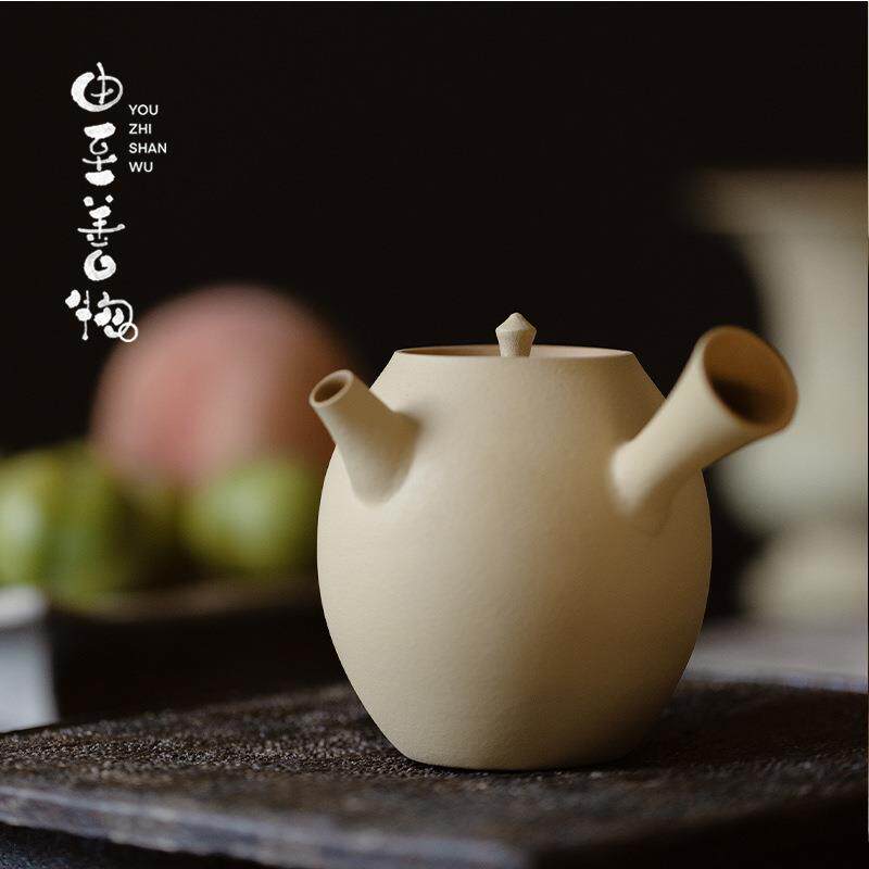 由至紫砂全手工云雀侧把壶手作黄段泥煮茶器罐罐壶家用泡茶陶壶