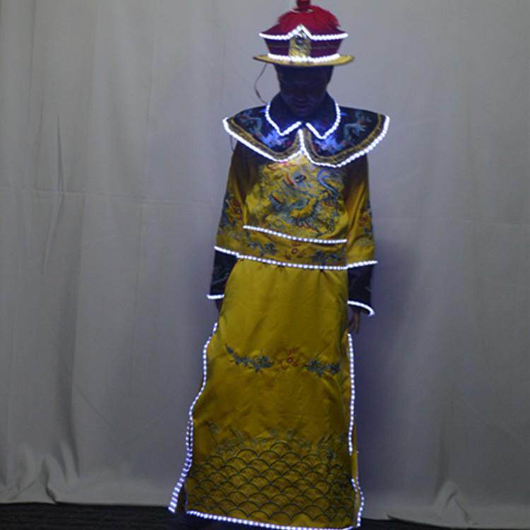 LED发光皇帝服装龙袍古装夜店酒吧演出表演道具服务生传酒衣服