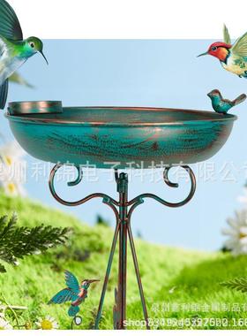 跨境birdbath金属铁艺鸟浴盆喂鸟器户外花园林庭院草坪装饰品摆件
