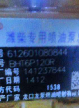 潍柴WD615 喷油泵总成 612601080844 龙泵 BP12R4C 喷油泵 现货