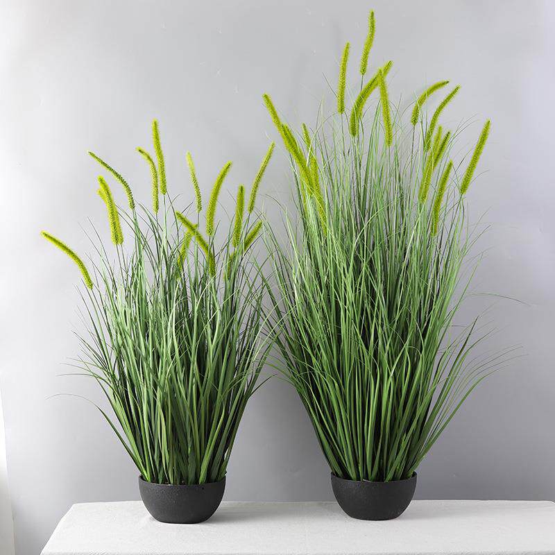 工厂仿真植物狗尾巴草花植盆栽软装景观婚庆布展狗尾草假花植