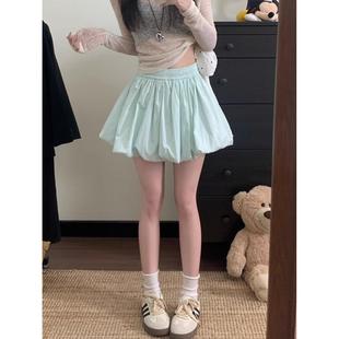 白色半身裙小个子甜美风短裙子 芭蕾风蓬蓬裙粉色a字花苞裙女夏季