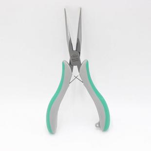 02电子尖咀钳绿灰双色尖嘴钳155mm钳子长嘴有牙 进口台湾快工MAA