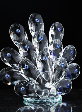 现代琉璃孔雀吉祥轻奢摆件客厅艺术样板I间玄关酒店酒柜电视柜装