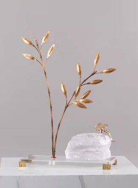 现代新中式客厅玄关书房毛笔架屏C风假山装饰品摆件电视柜酒柜摆