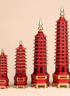 纯铜文昌塔摆件七层九层13十三层红色文昌塔办.公书房书桌