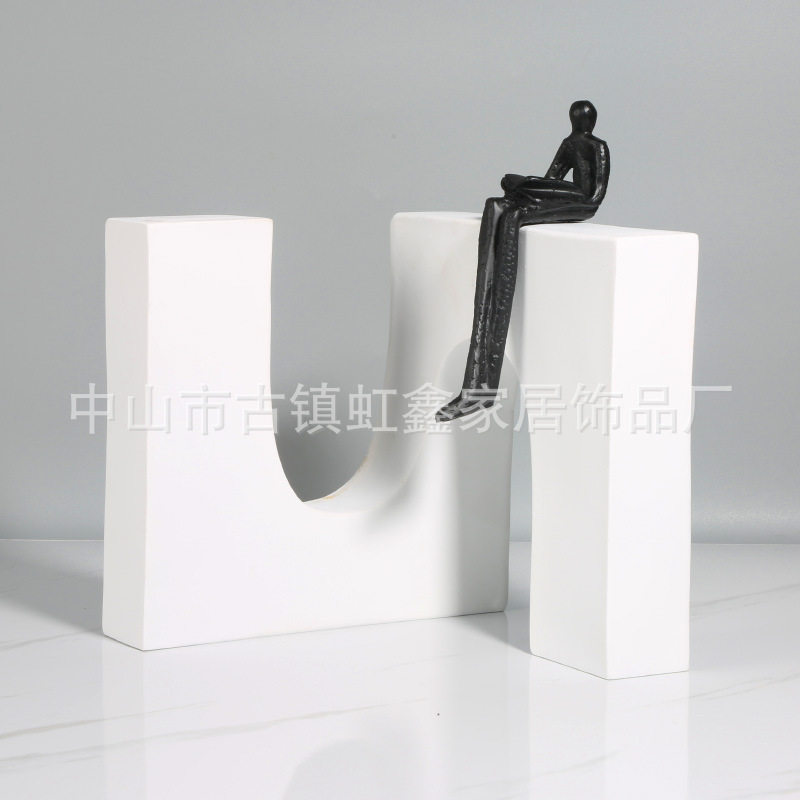 现代简约极简几i何方块创意摆件样板房售楼房客厅展示柜软装饰品