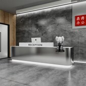 简约现代不锈f钢收银台店铺小型饭店吧台服装 店柜台公司前台接待