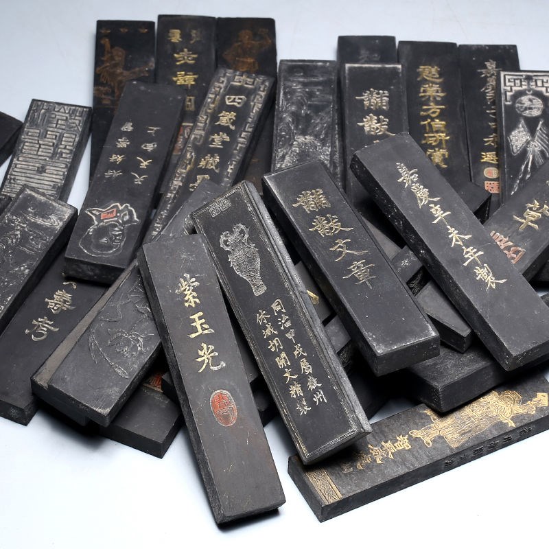 国家非遗文房四宝墨条胡开x文厂收藏老墨手工书法墨块10个装