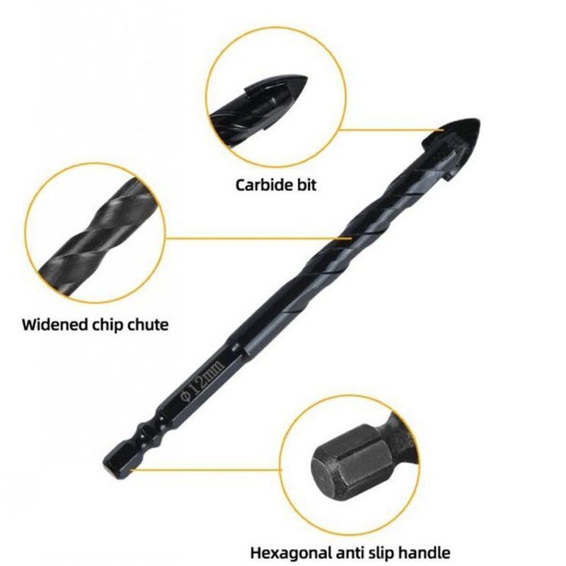 6Pcs Cross Hex Tile Drill Bit Hole Opener Alloy Hex SYhank D