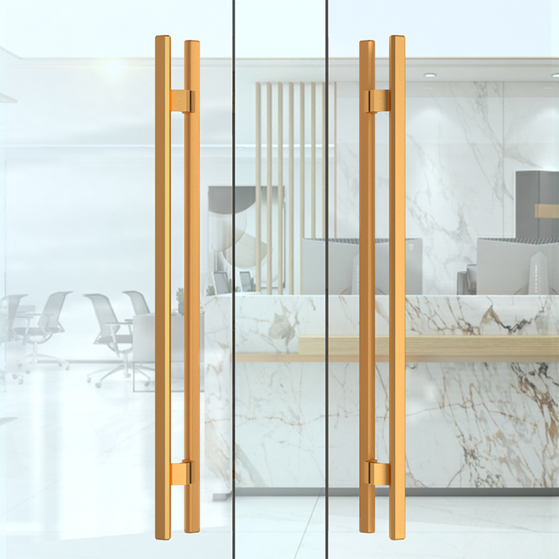 玻璃门把手时尚拉丝实心马蹄脚定做孔距有L框加厚铝合金.门拉手对