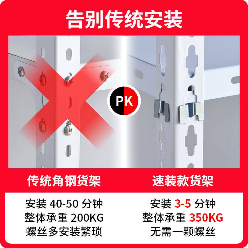 货架多层置物架落地多功能超市货物架免螺M丝速装仓储货物架铁架