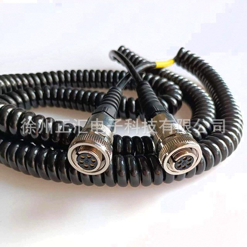 摊铺机连接线 料位器线 探头线 C6孔变6孔航空插头 螺旋线配件