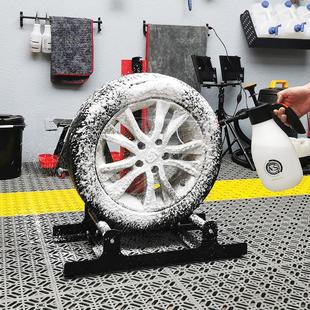 专业汽车轮胎轮毂清洗放置架旋转滚动省力轮毂清洁专用洗车架子
