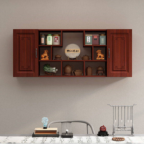 极速壁挂博c古架简约现代墙上多宝阁玻璃门置物架摆件工艺品茶具